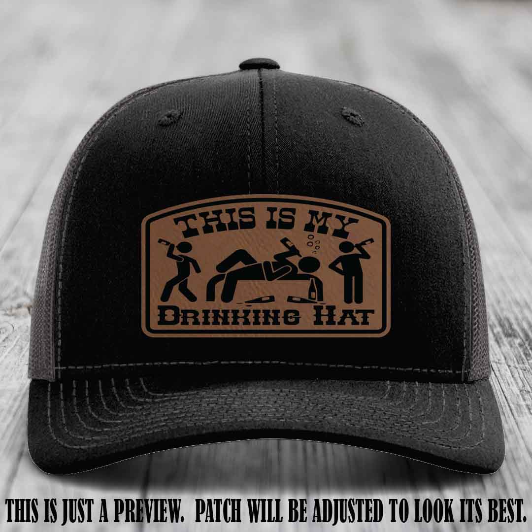 This Is My Drinking Hat Dark Brown to Black Patch on Black to Charcoal Hat Richardson 112 Hat