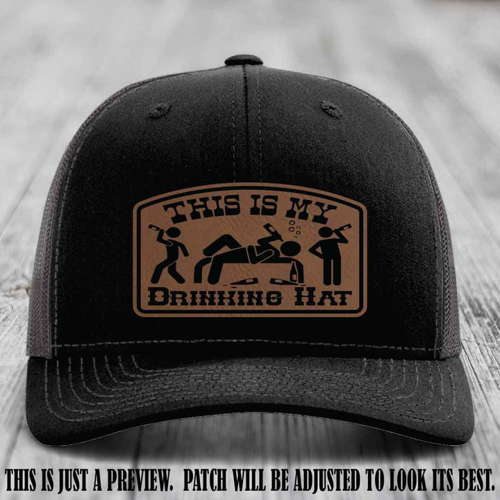 This Is My Drinking Hat Dark Brown to Black Patch on Black to Charcoal Hat Richardson 112 Hat