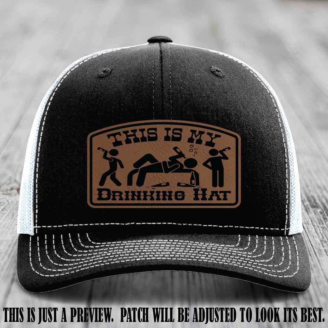 This Is My Drinking Hat Dark Brown to Black Patch on Black to White Hat Richardson 112 Hat
