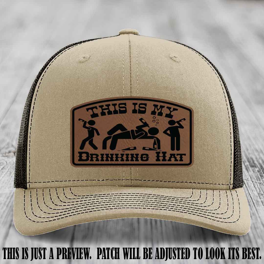 This Is My Drinking Hat Dark Brown to Black Patch on Khaki to Coffee Hat Richardson 112 Hat