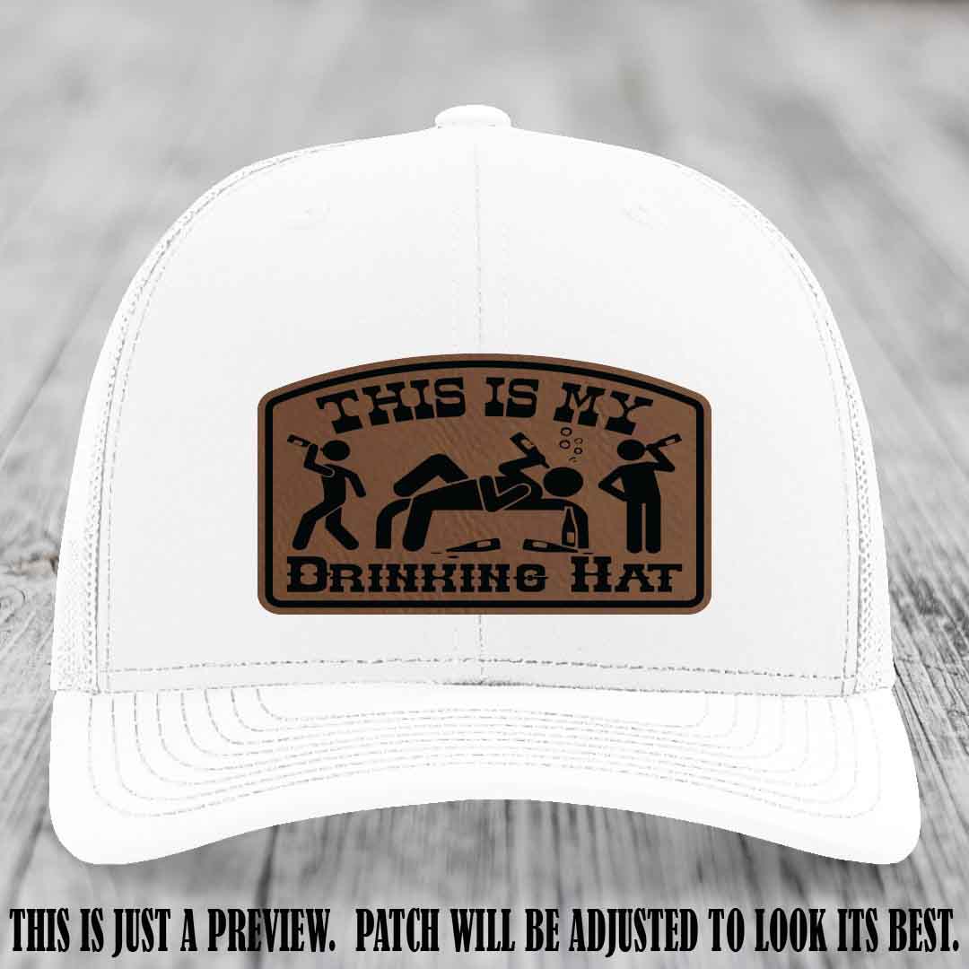 This Is My Drinking Hat Dark Brown to Black Patch on White Hat Richardson 112 Hat