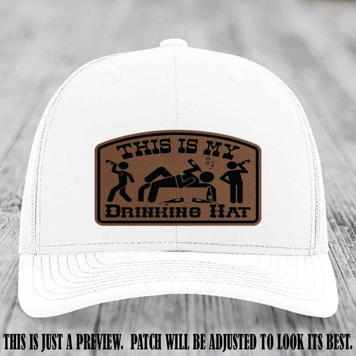 This Is My Drinking Hat Dark Brown to Black Patch on White Hat Richardson 112 Hat