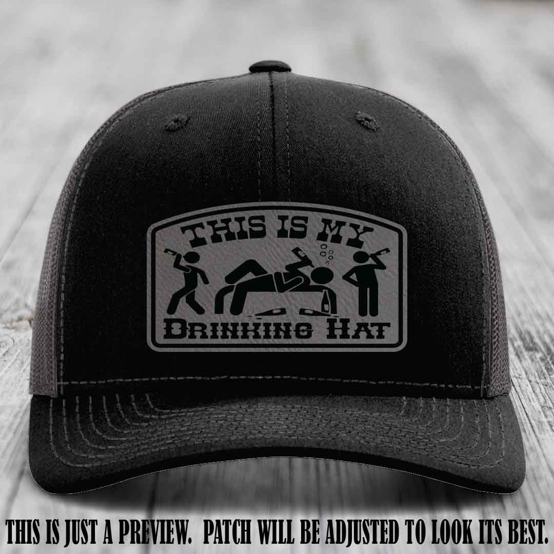 This Is My Drinking Hat Grey to Black Patch on Black to Charcoal Hat Richardson 112 Hat