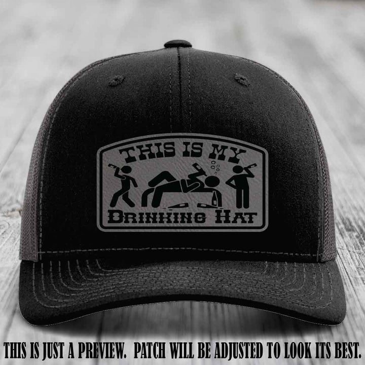 This Is My Drinking Hat Grey to Black Patch on Black to Charcoal Hat Richardson 112 Hat