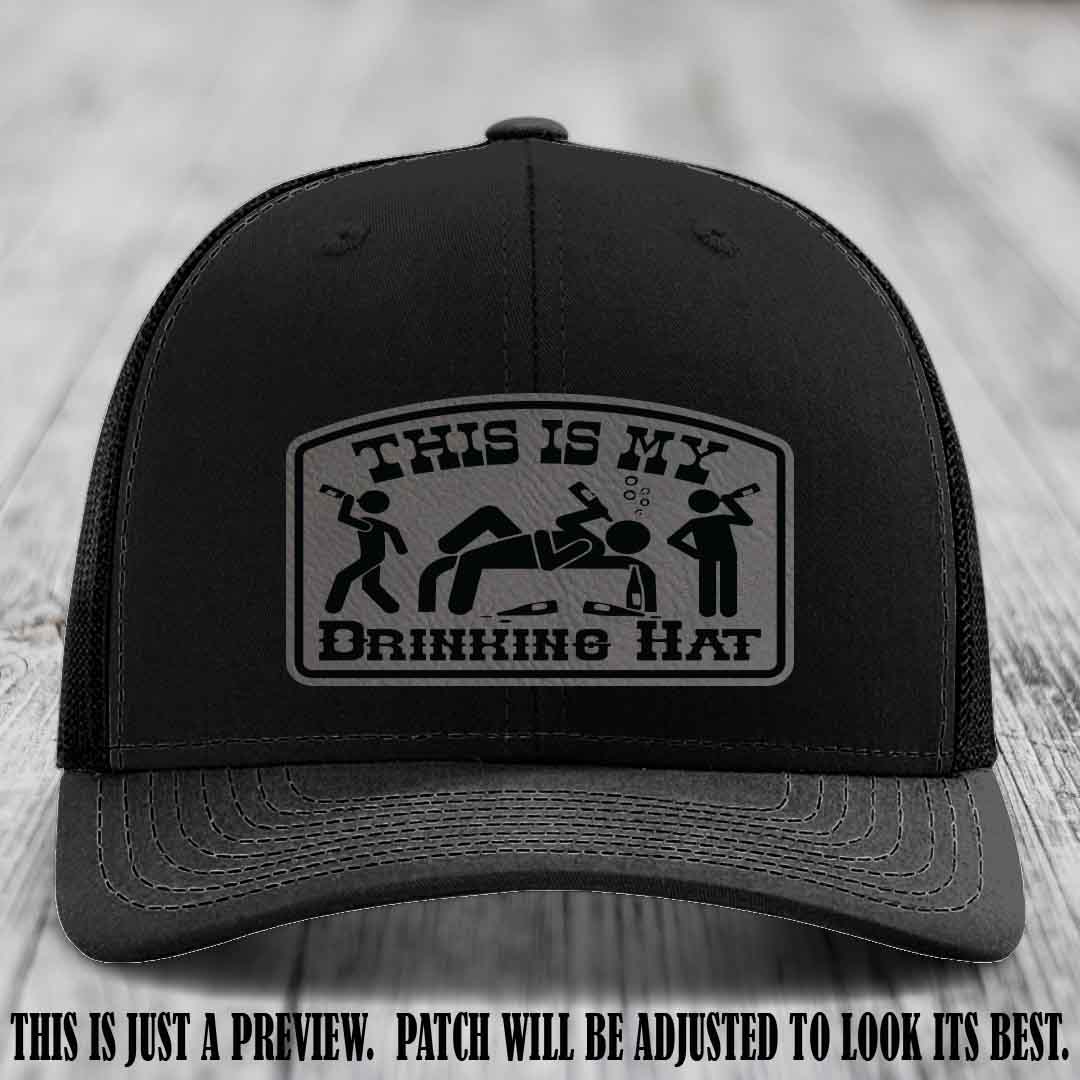 This Is My Drinking Hat Grey to Black Patch on Black Hat Richardson 112 Hat