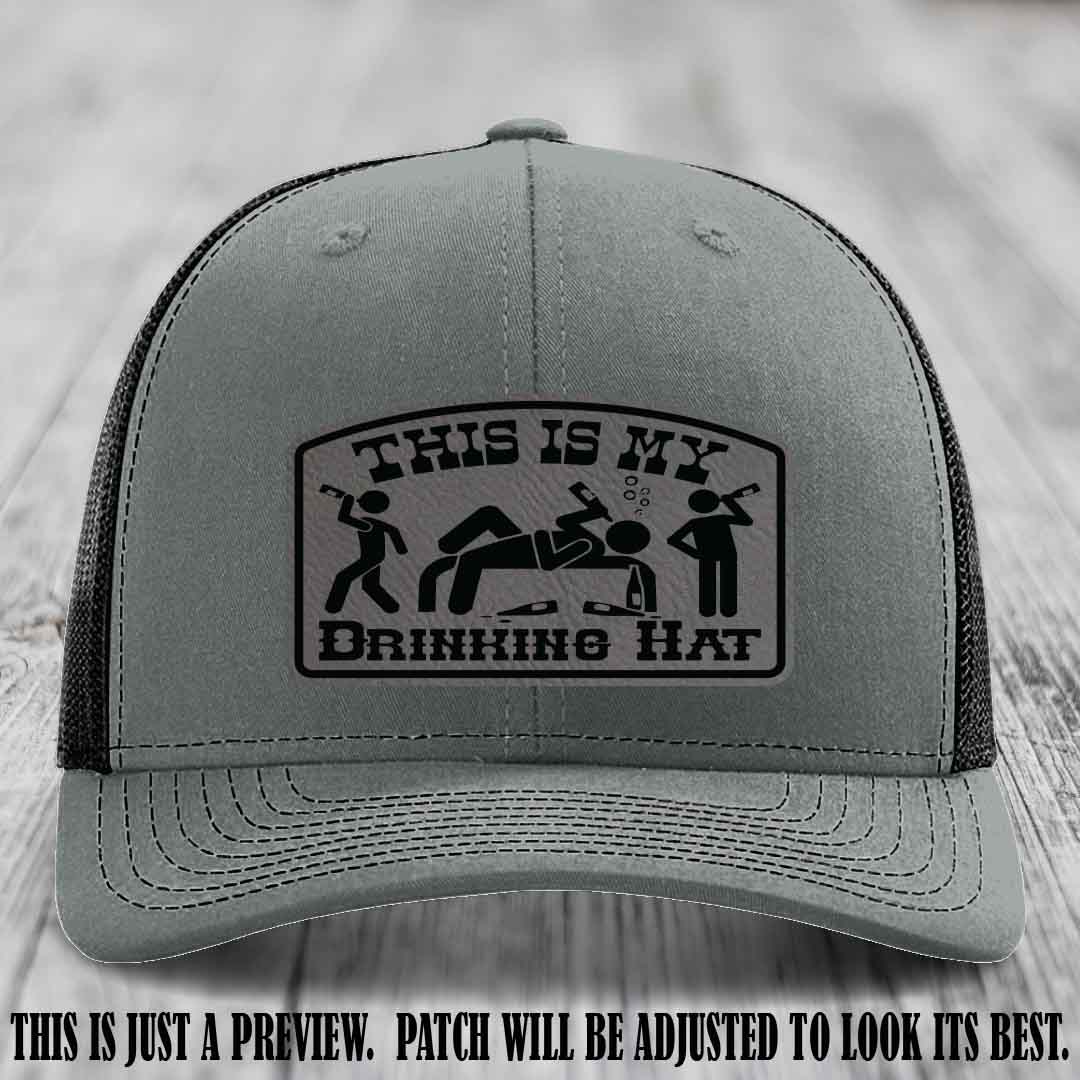 This Is My Drinking Hat Grey to Black Patch on Heather Grey to Black Hat Richardson 112 Hat
