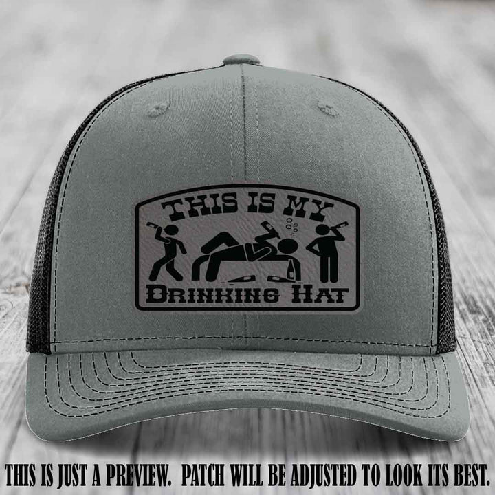This Is My Drinking Hat Grey to Black Patch on Heather Grey to Black Hat Richardson 112 Hat