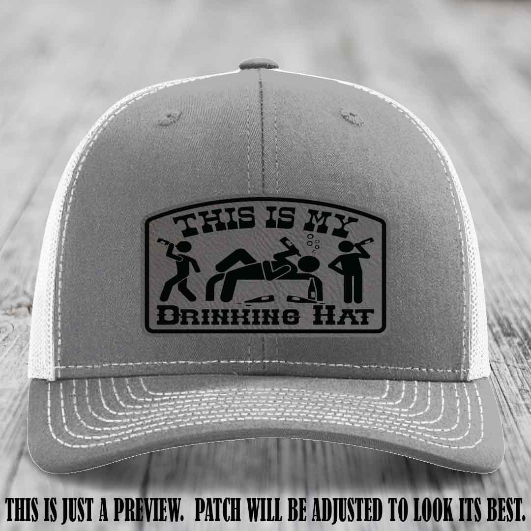 This Is My Drinking Hat Grey to Black Patch on Heather Grey to White Hat Richardson 112 Hat
