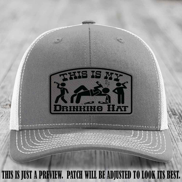 This Is My Drinking Hat Grey to Black Patch on Heather Grey to White Hat Richardson 112 Hat