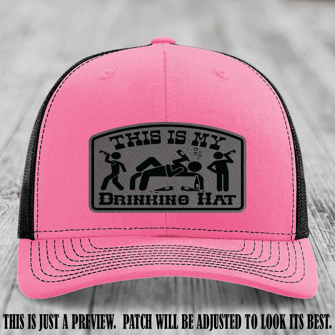This Is My Drinking Hat Grey to Black Patch on Hot Pink to Black Hat Richardson 112 Hat