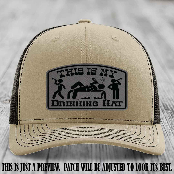 This Is My Drinking Hat Grey to Black Patch on Khaki to Coffee Hat Richardson 112 Hat