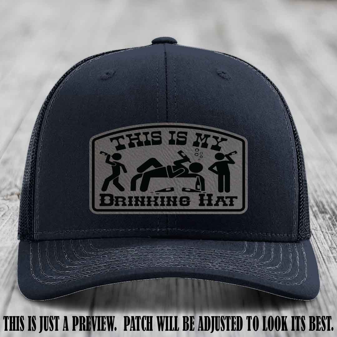 This Is My Drinking Hat Grey to Black Patch on Navy Hat Richardson 112 Hat