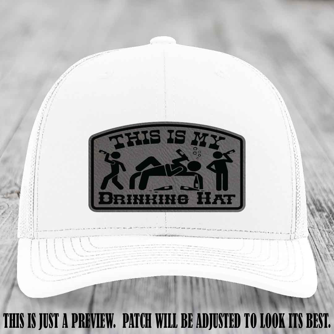 This Is My Drinking Hat Grey to Black Patch on White Hat Richardson 112 Hat