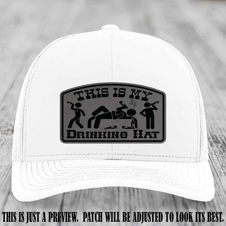 This Is My Drinking Hat Grey to Black Patch on White Hat Richardson 112 Hat