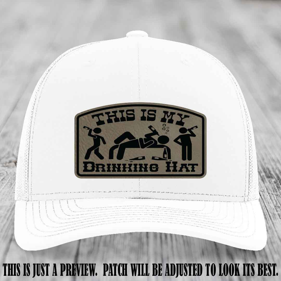 This Is My Drinking Hat Light Brown to Black Patch on White Hat Richardson 112 Hat