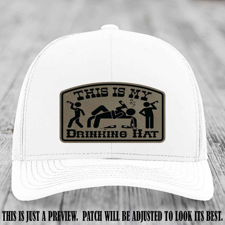 This Is My Drinking Hat Light Brown to Black Patch on White Hat Richardson 112 Hat