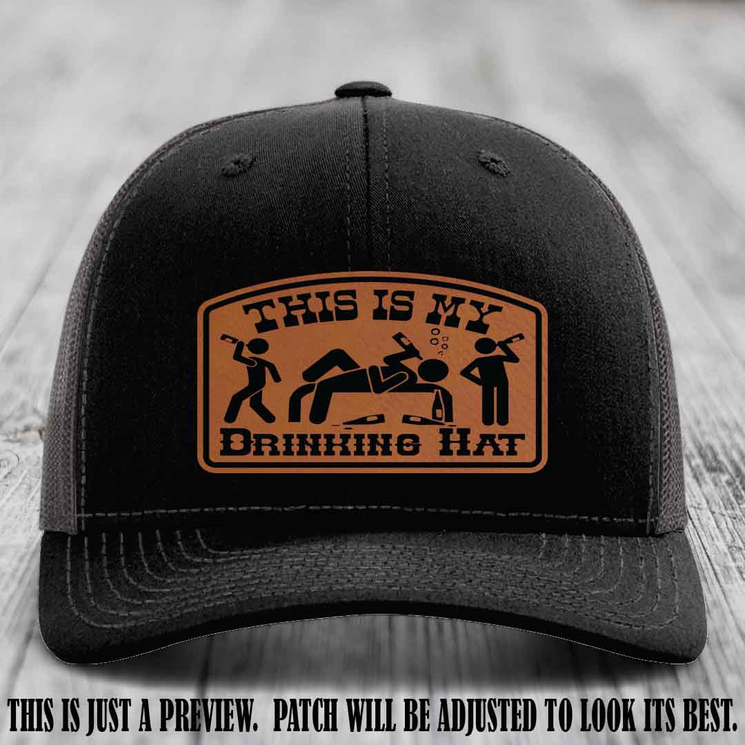 This Is My Drinking Hat Rawhide to Black Patch on Black to Charcoal Hat Richardson 112 Hat