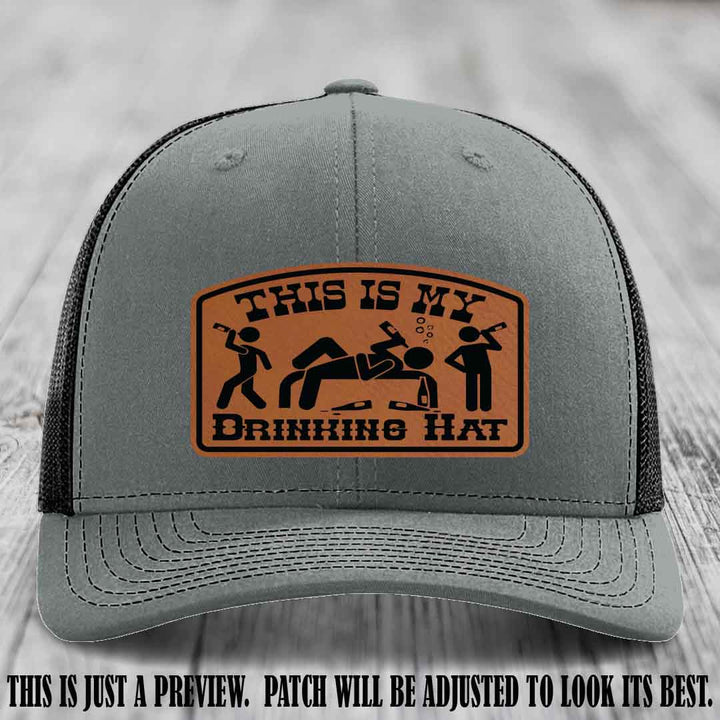 This Is My Drinking Hat Rawhide to Black Patch on Heather Grey to Black Hat Richardson 112 Hat