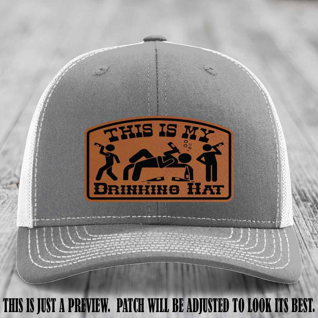 This Is My Drinking Hat Rawhide to Black Patch on Heather Grey to White Hat Richardson 112 Hat