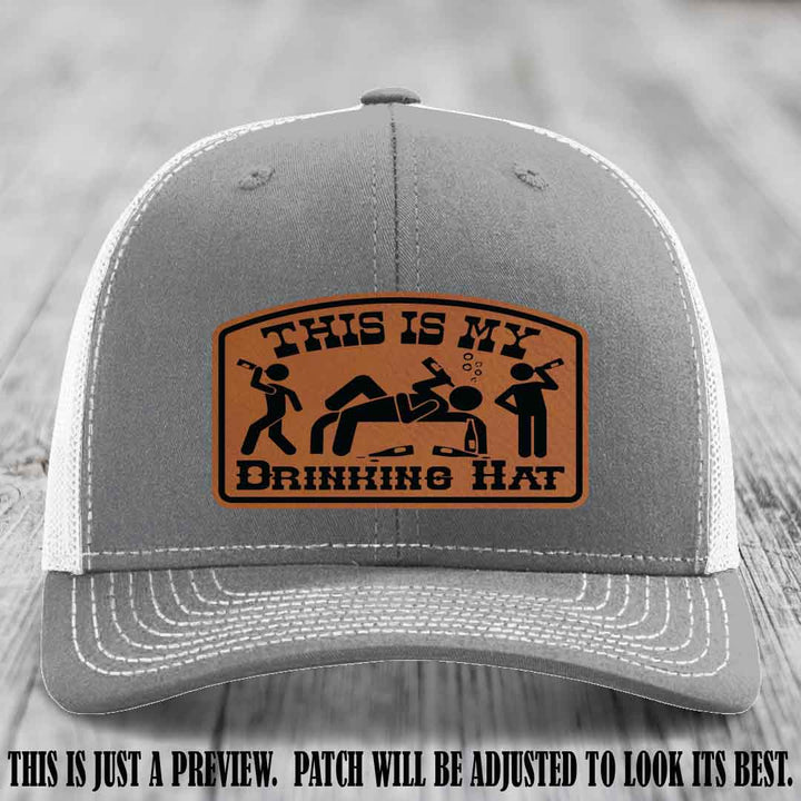 This Is My Drinking Hat Rawhide to Black Patch on Heather Grey to White Hat Richardson 112 Hat