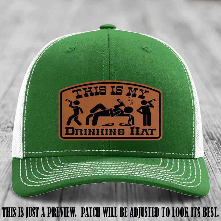 This Is My Drinking Hat Rawhide to Black Patch on Kelly to White Hat Richardson 112 Hat
