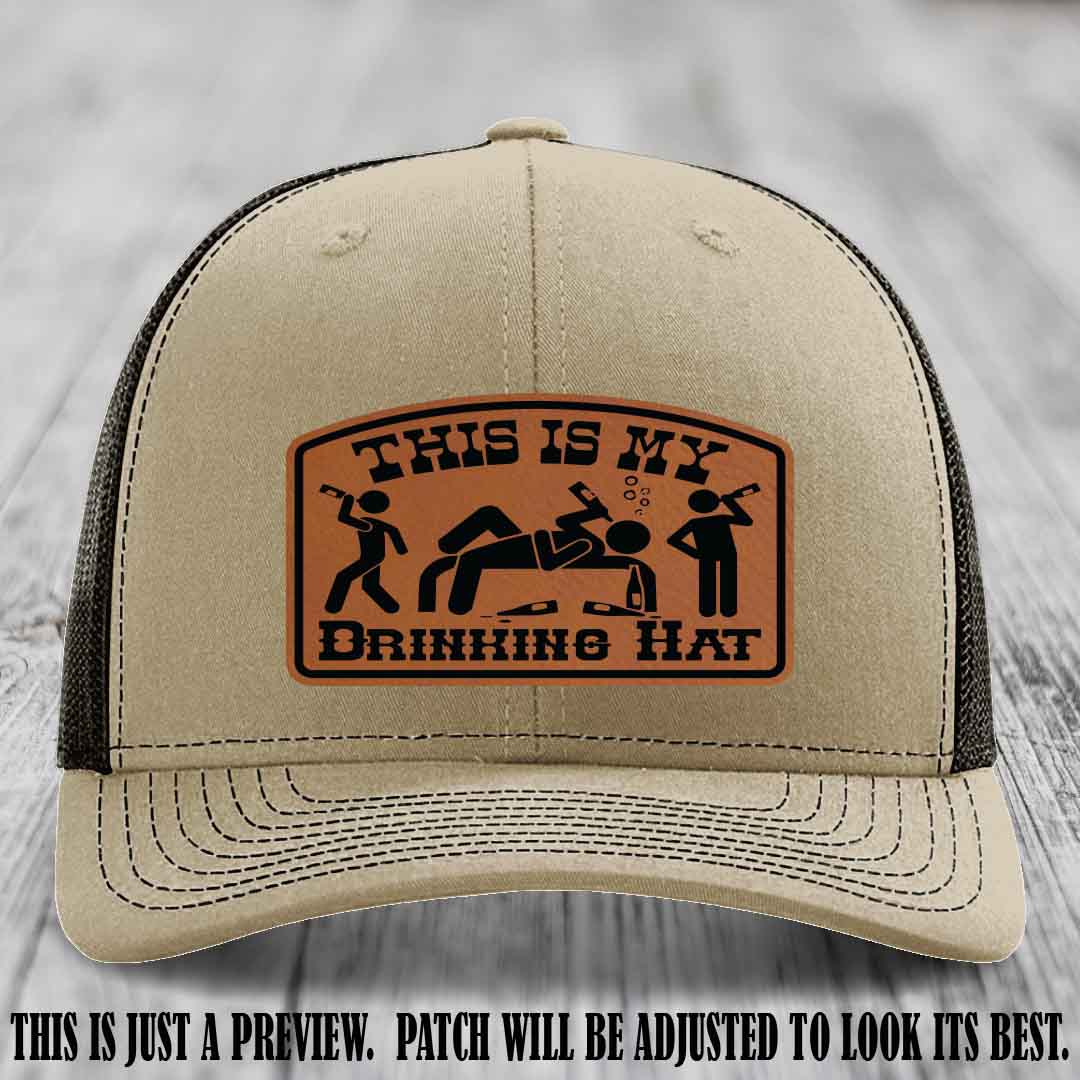 This Is My Drinking Hat Rawhide to Black Patch on Khaki to Coffee Hat Richardson 112 Hat