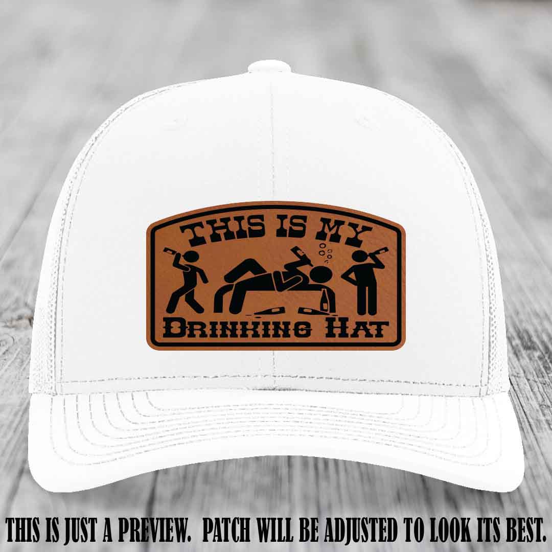 This Is My Drinking Hat Rawhide to Black Patch on White Hat Richardson 112 Hat