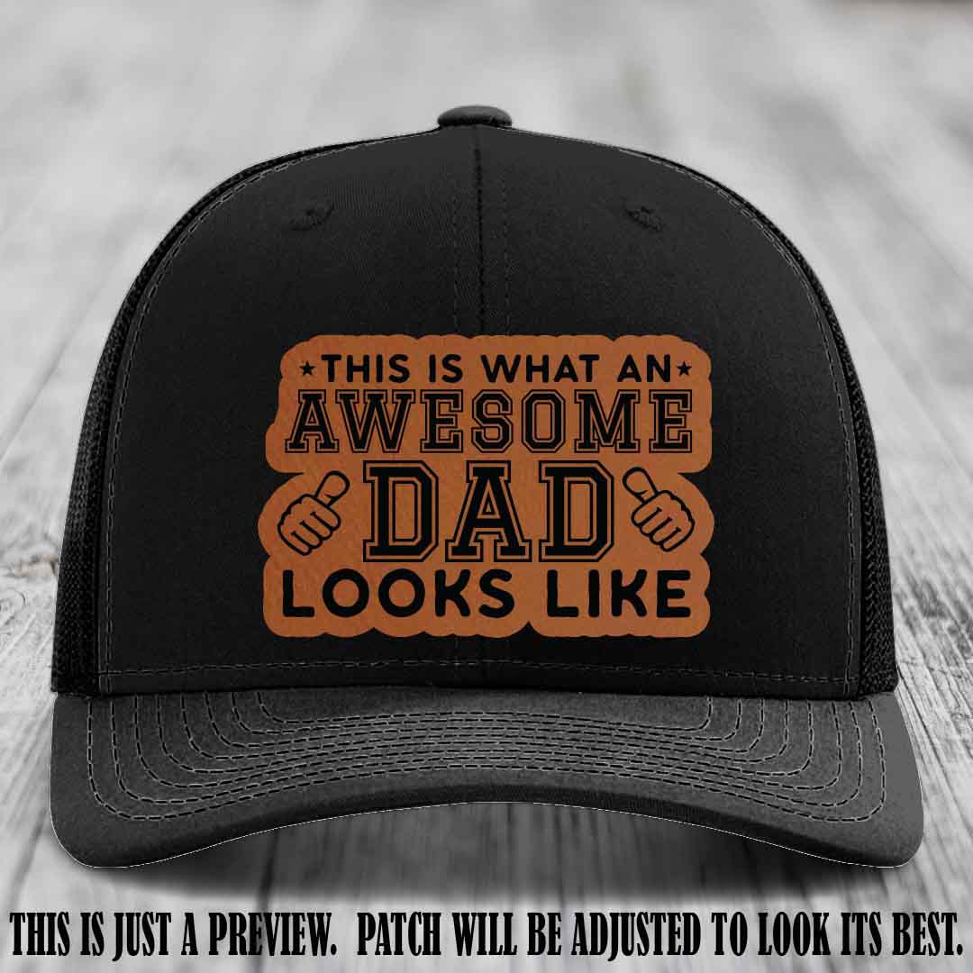 Awesome Dad Rawhide to Black Patch on Black Hat Richardson 112 custom leather patch hat