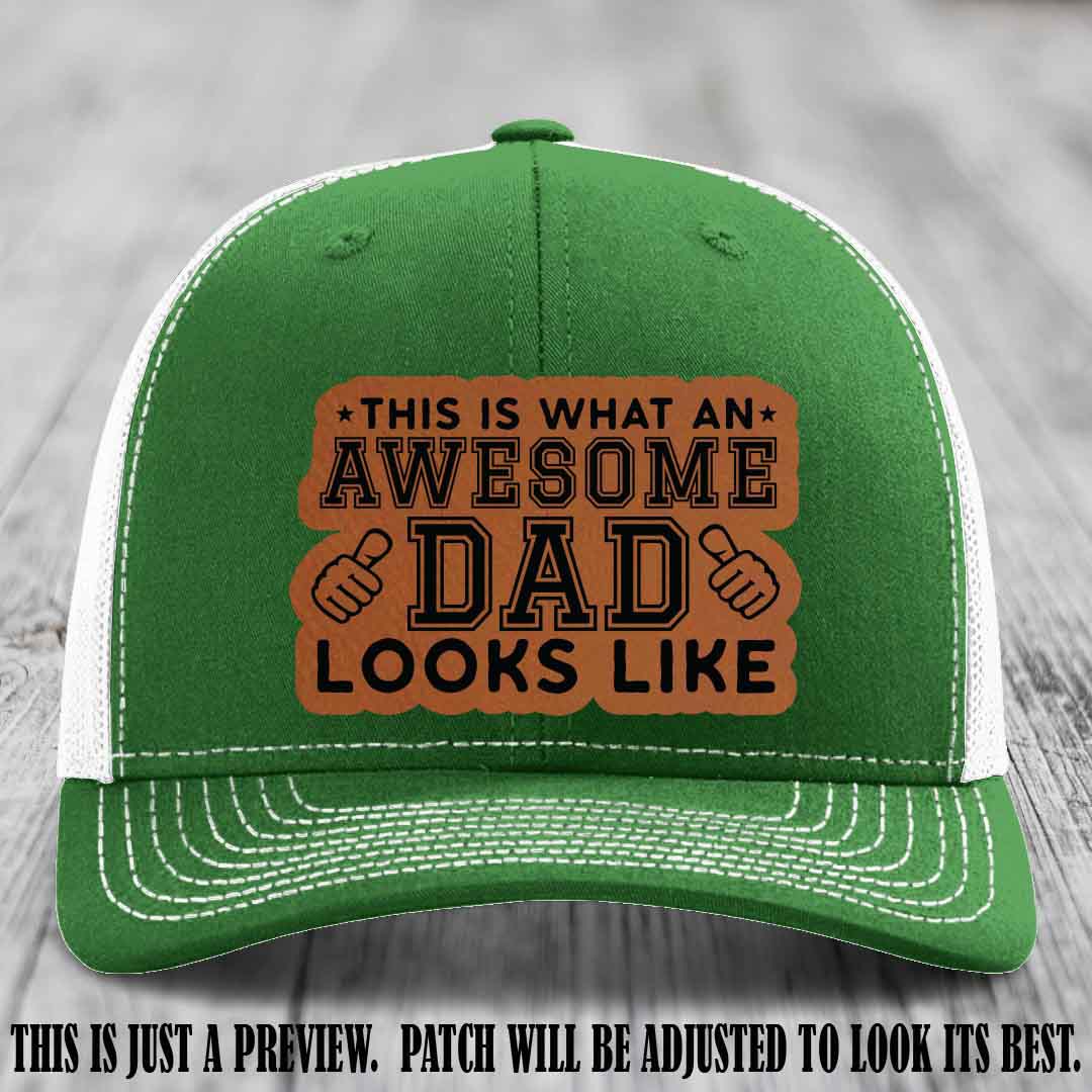 Awesome Dad Rawhide to Black Patch on Kelly to White Hat Richardson 112 custom leather patch hat
