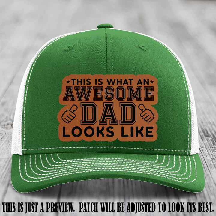 Awesome Dad Rawhide to Black Patch on Kelly to White Hat Richardson 112 custom leather patch hat