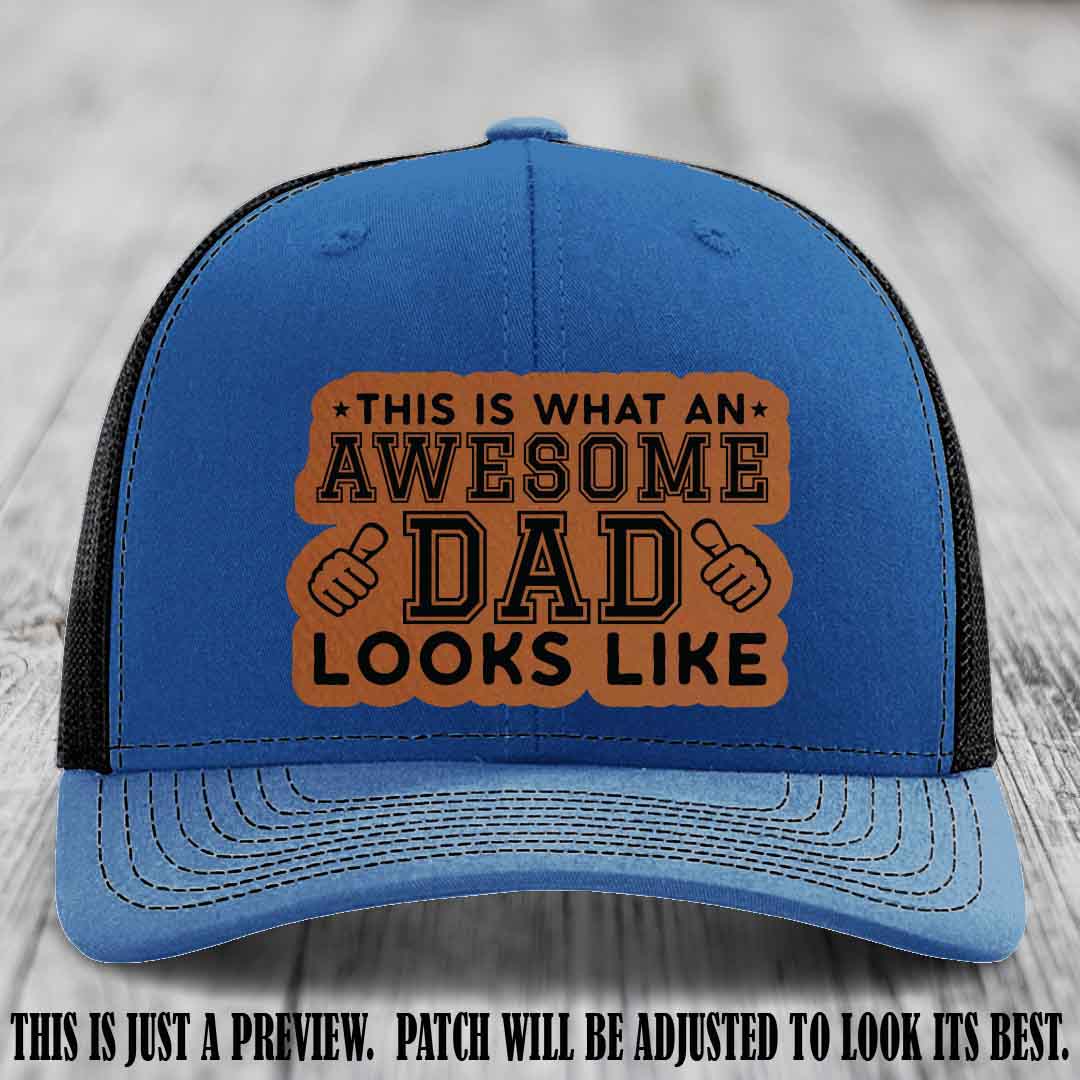 Awesome Dad Rawhide to Black Patch on Royal to Black Hat Richardson 112 custom leather patch hat