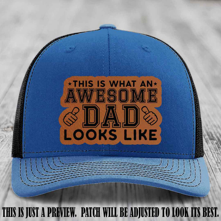 Awesome Dad Rawhide to Black Patch on Royal to Black Hat Richardson 112 custom leather patch hat