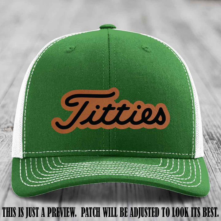 Titties patch design on Rawhide to Black Patch on Kelly to White Hat