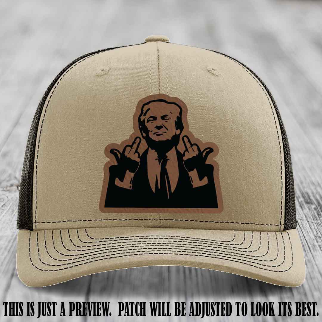 Double Deuces Don - Dark Brown to Black Patch on Khaki to Coffee Hat - custom trucker hat with leather patch