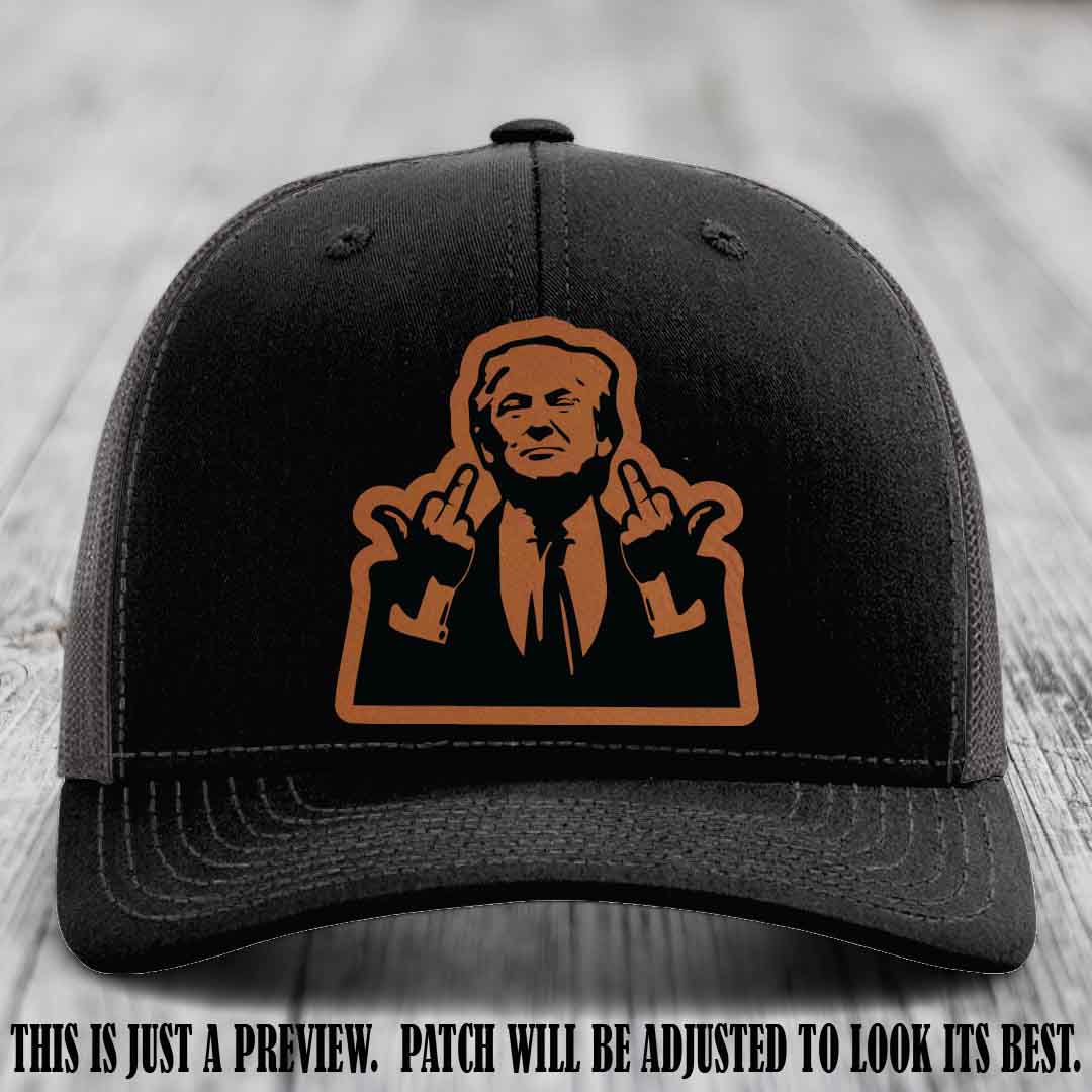 Double Deuces Don - Rawhide to Black Patch on Black to Charcoal Hat - custom trucker hat with leather patch