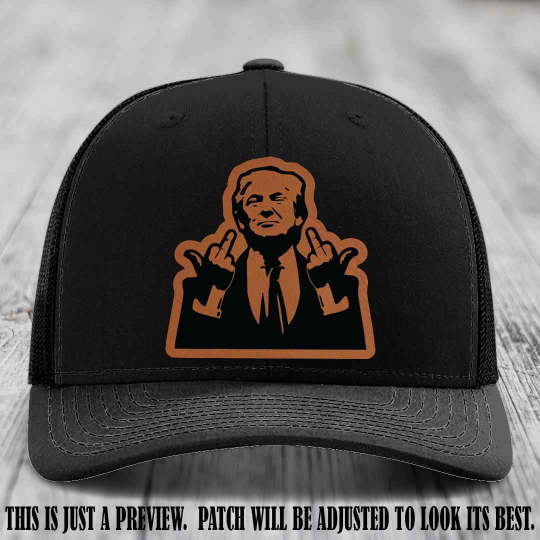 Double Deuces Don - Rawhide to Black Patch on Black Hat - custom trucker hat with leather patch