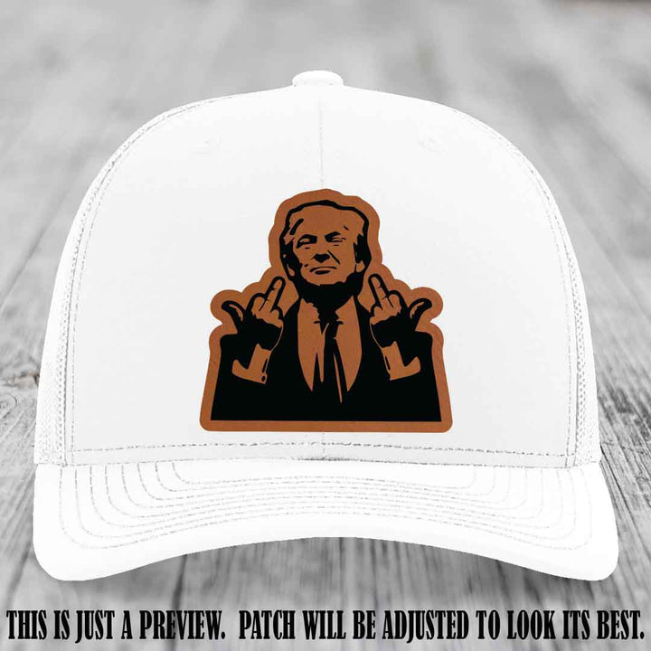 Double Deuces Don - Rawhide to Black Patch on White Hat - custom trucker hat with leather patch