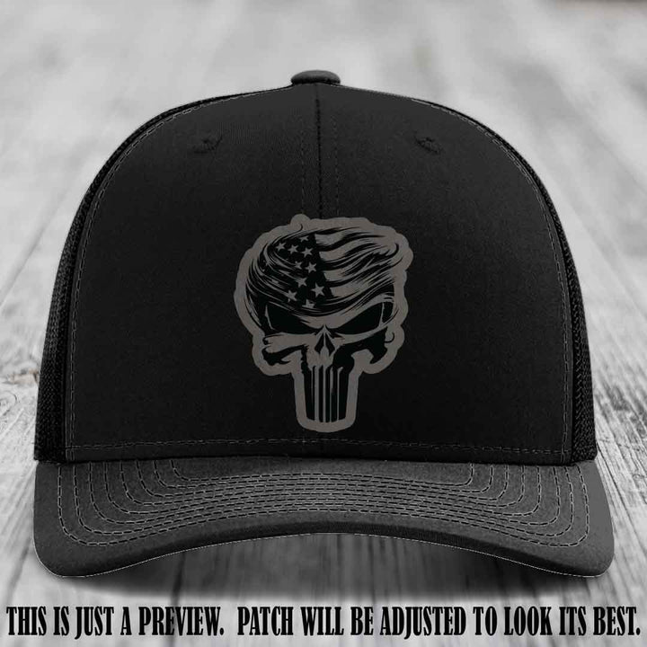 Patriot Skull Flow patch on Grey to Black Patch on a Black Hat