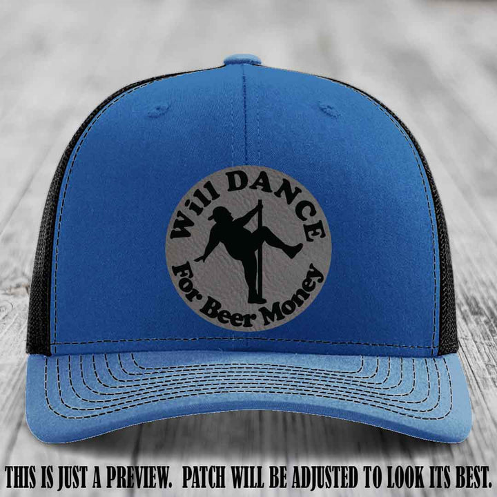 Will Dance for Beer Money – Grey to Black Patch 💸🍻 on a Royal to Black Hat