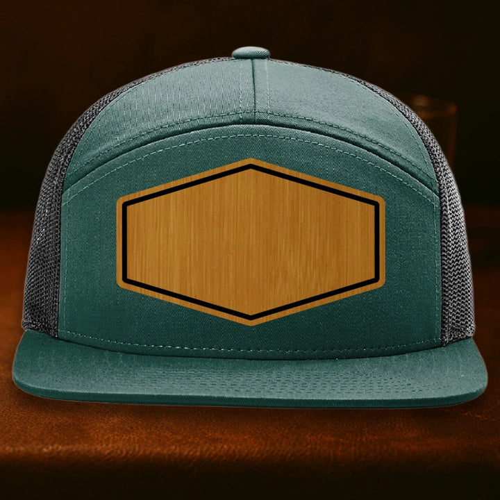 Upload Your Logo Custom Leather Patch Hat - Richardson 168 Dark Green To Black
