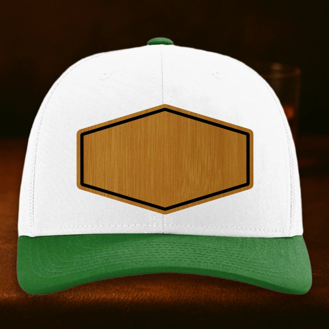 Upload Your Logo Custom Leather Patch Hat - Richardson 112 White To Kelly Combo