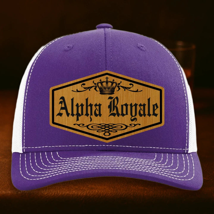 Alpha Royale Personalized Leather Patch Hat - Richardson 112 Purple To White