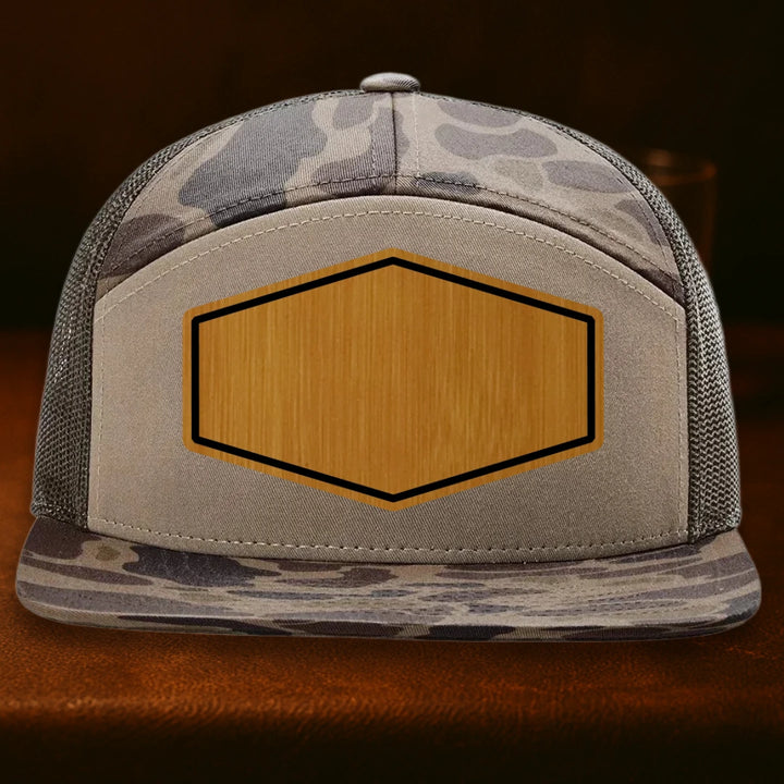 Upload Your Logo Custom Leather Patch Hat - Richardson 168P Bark Duck Camo To Brown
