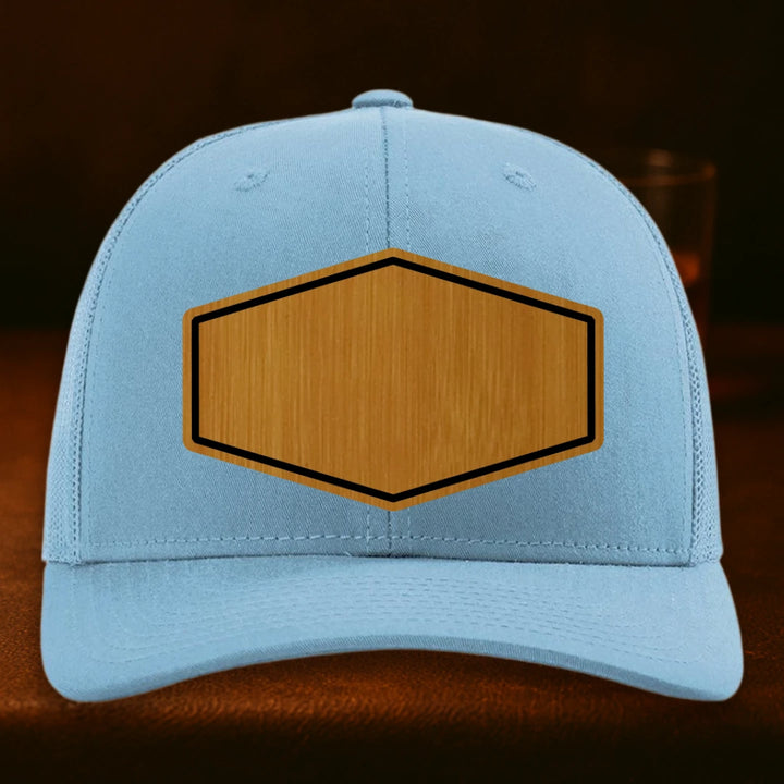 Upload Your Logo Custom Leather Patch Hat - Richardson 112 Columbia Blue