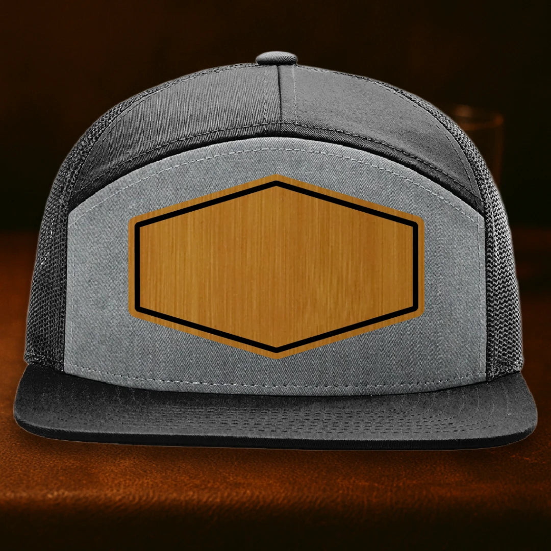 Upload Your Logo Custom Leather Patch Hat - Richardson 168 Heather Grey To Black