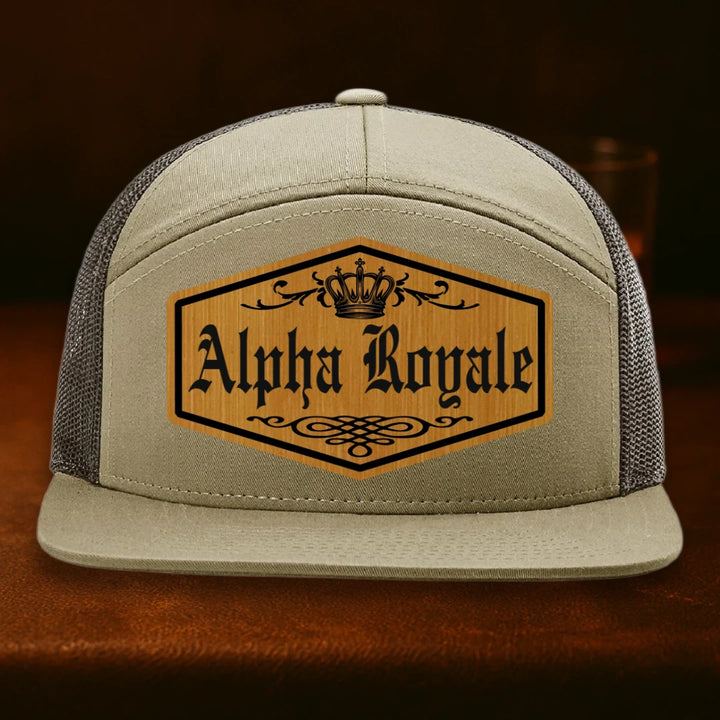 Alpha Royale Personalized Leather Patch Hat - Richardson 168 Pale Khaki To Loden