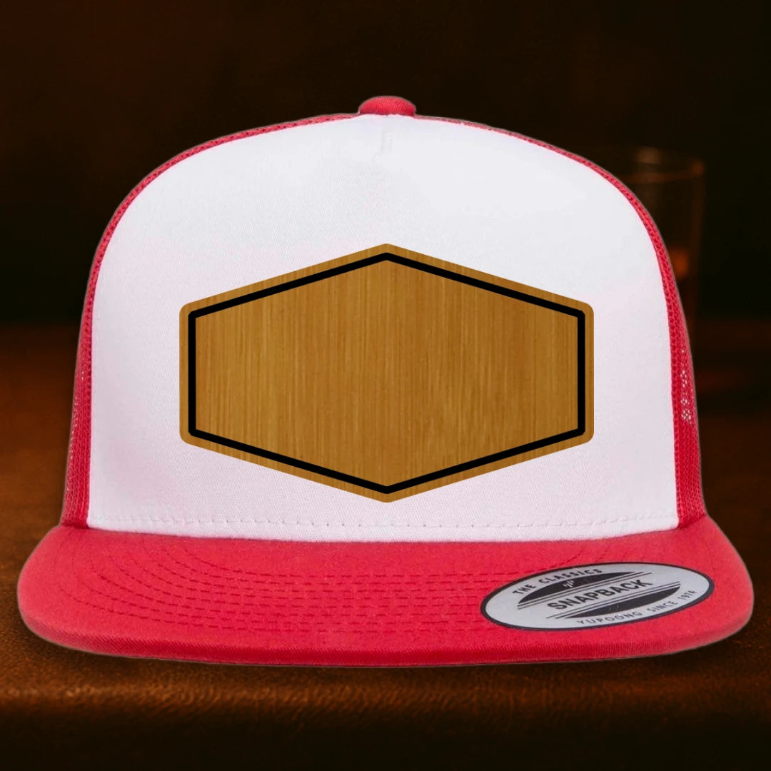 Upload Your Logo Custom Leather Patch Hat - Yupoong 6006 Red To White To Red