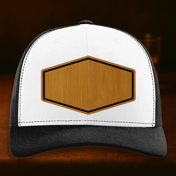 Upload Your Logo Custom Leather Patch Hat - Richardson 112 White To Black