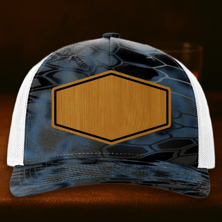 Upload Your Logo Custom Leather Patch Hat - Richardson 112PFP Kryptek Neptune To White