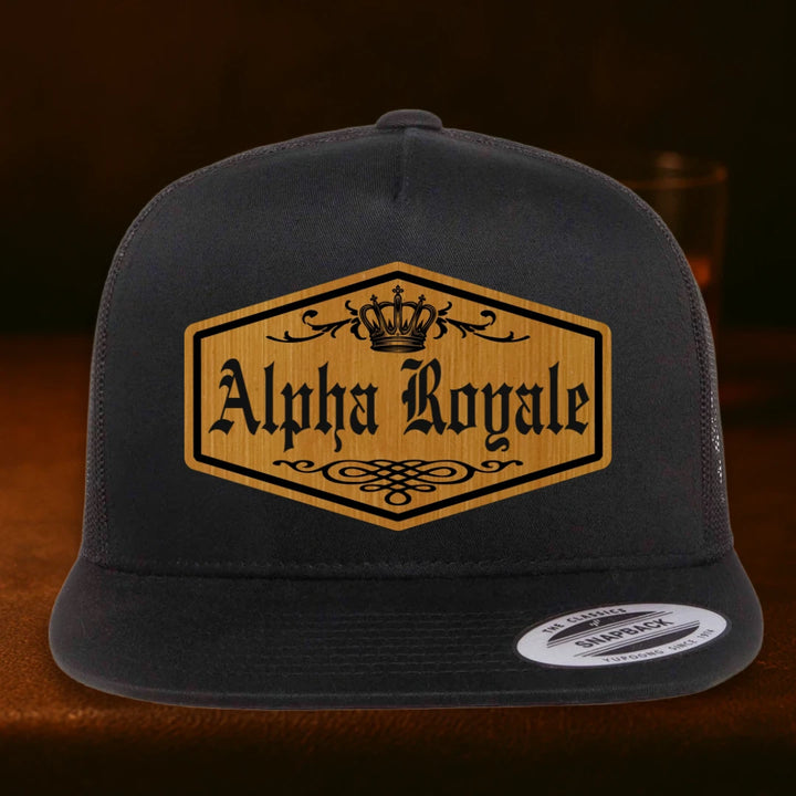 Alpha Royale Personalized Leather Patch Hat - Yupoong 6006 Black